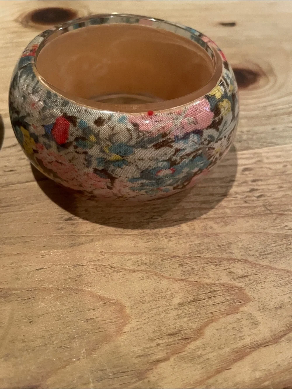 NWOT wooden botanical bangle bracelets (2) chunky boho floral